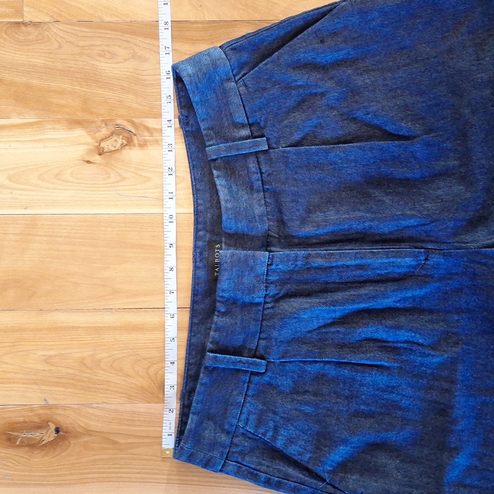 Talbots Weston Wide-leg High Waisted Pants Size 12 Blue Lyocel Cotton Old Money - Picture 7 of 13